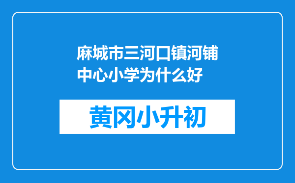 麻城市三河口镇河铺中心小学为什么好