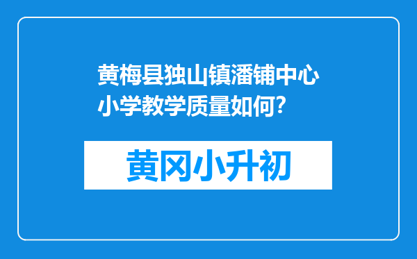 黄梅县独山镇潘铺中心小学教学质量如何？