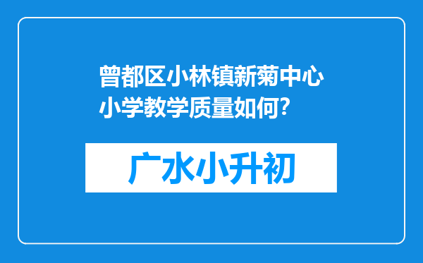 曾都区小林镇新菊中心小学教学质量如何？