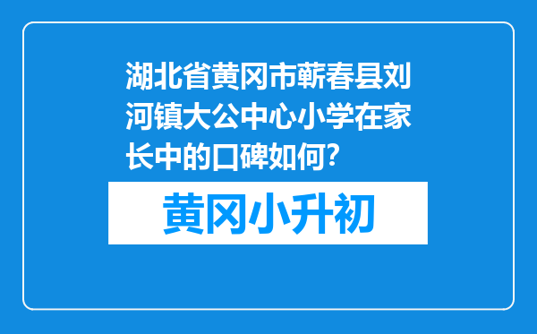 湖北省黄冈市蕲春县刘河镇大公中心小学在家长中的口碑如何？