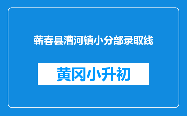 蕲春县漕河镇小分部录取线