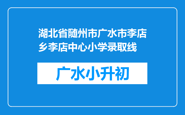 湖北省随州市广水市李店乡李店中心小学录取线
