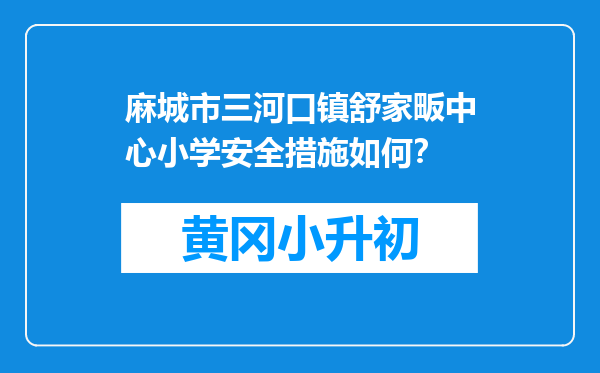 麻城市三河口镇舒家畈中心小学安全措施如何？