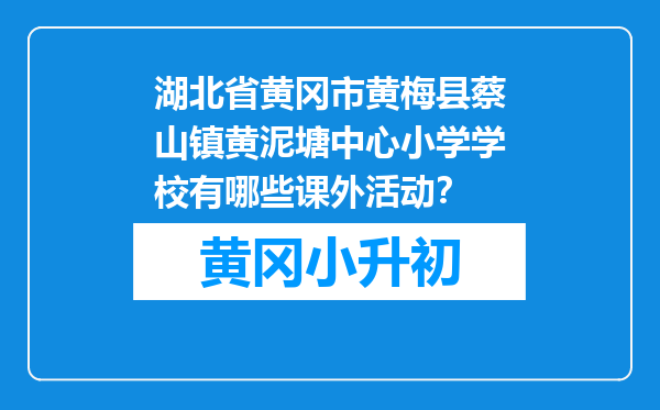 湖北省黄冈市黄梅县蔡山镇黄泥塘中心小学学校有哪些课外活动？