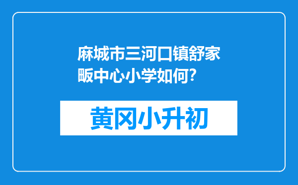 麻城市三河口镇舒家畈中心小学如何？