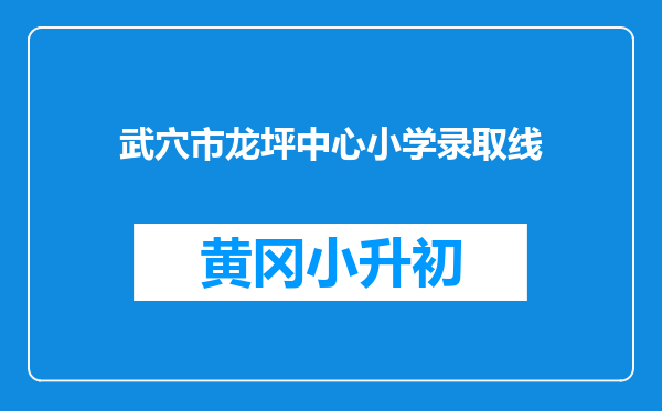 武穴市龙坪中心小学录取线