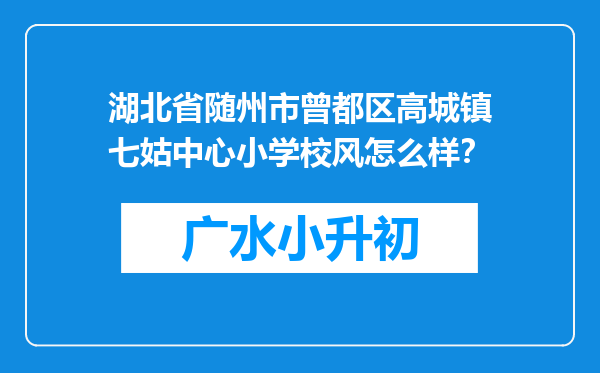 湖北省随州市曾都区高城镇七姑中心小学校风怎么样？