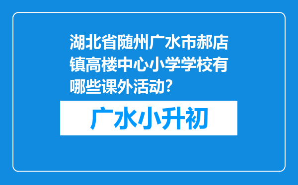 湖北省随州广水市郝店镇高楼中心小学学校有哪些课外活动？