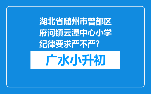 湖北省随州市曾都区府河镇云潭中心小学纪律要求严不严？
