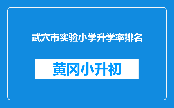 武穴市实验小学升学率排名