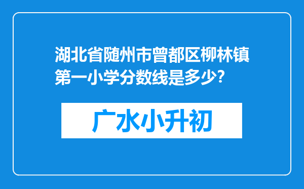 湖北省随州市曾都区柳林镇第一小学分数线是多少？