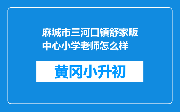 麻城市三河口镇舒家畈中心小学老师怎么样