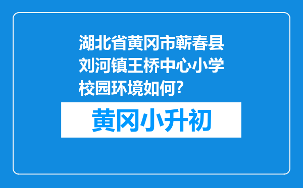 湖北省黄冈市蕲春县刘河镇王桥中心小学校园环境如何？