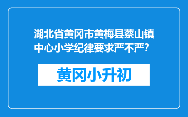 湖北省黄冈市黄梅县蔡山镇中心小学纪律要求严不严？