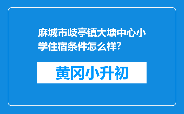 麻城市歧亭镇大塘中心小学住宿条件怎么样？