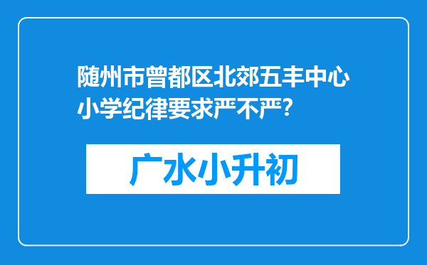 随州市曾都区北郊五丰中心小学纪律要求严不严？
