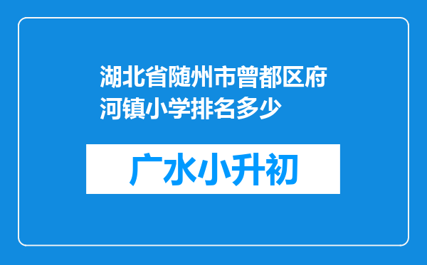 湖北省随州市曾都区府河镇小学排名多少