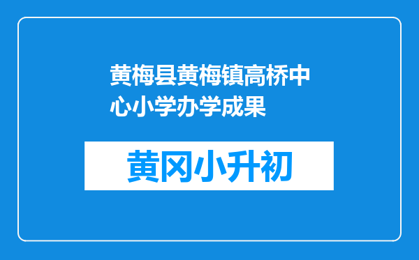 黄梅县黄梅镇高桥中心小学办学成果