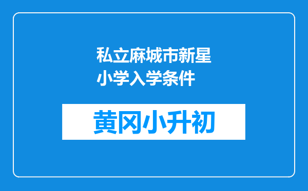 私立麻城市新星小学入学条件