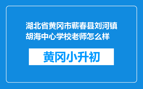 湖北省黄冈市蕲春县刘河镇胡海中心学校老师怎么样