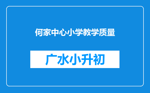 何家中心小学教学质量
