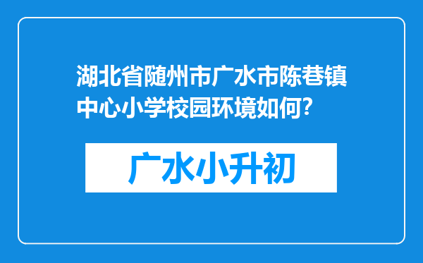 湖北省随州市广水市陈巷镇中心小学校园环境如何？