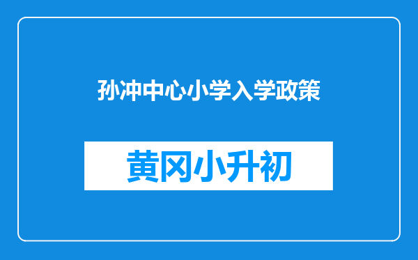 孙冲中心小学入学政策