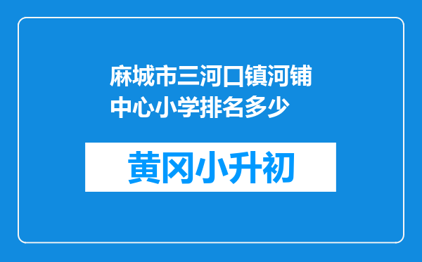 麻城市三河口镇河铺中心小学排名多少