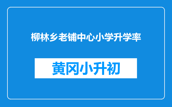 柳林乡老铺中心小学升学率
