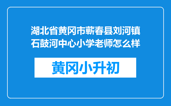 湖北省黄冈市蕲春县刘河镇石鼓河中心小学老师怎么样