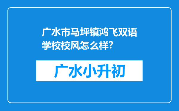 广水市马坪镇鸿飞双语学校校风怎么样？