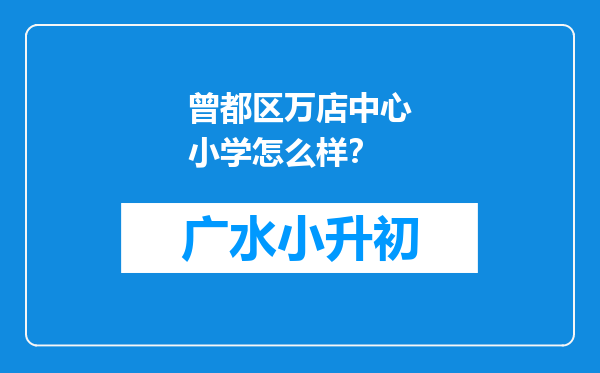曾都区万店中心小学怎么样？