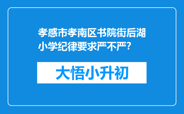 孝感市孝南区书院街后湖小学纪律要求严不严？