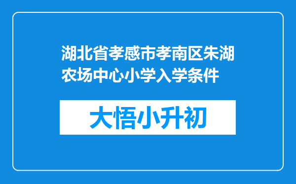 湖北省孝感市孝南区朱湖农场中心小学入学条件