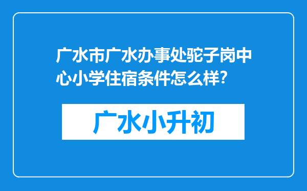 广水市广水办事处驼子岗中心小学住宿条件怎么样？