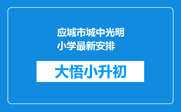 应城市城中光明小学最新安排