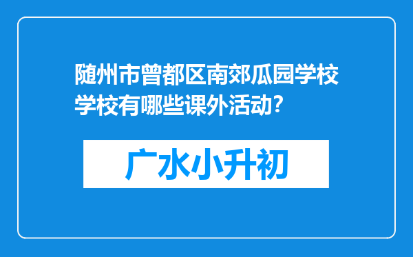 随州市曾都区南郊瓜园学校学校有哪些课外活动？