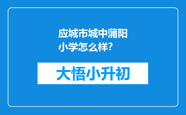 应城市城中蒲阳小学怎么样？