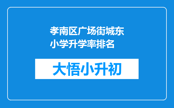 孝南区广场街城东小学升学率排名