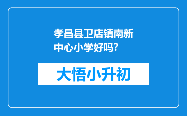 孝昌县卫店镇南新中心小学好吗？