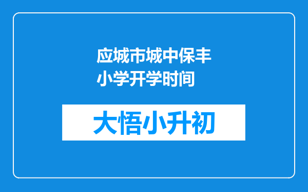 应城市城中保丰小学开学时间