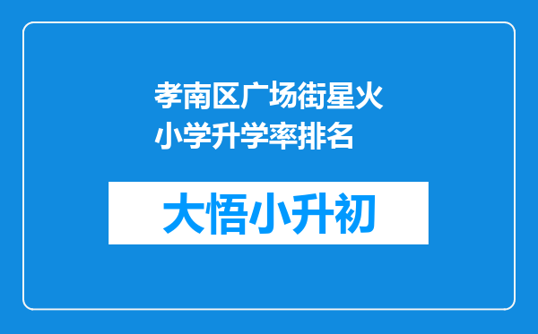 孝南区广场街星火小学升学率排名