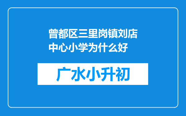 曾都区三里岗镇刘店中心小学为什么好