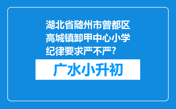 湖北省随州市曾都区高城镇卸甲中心小学纪律要求严不严？