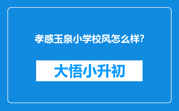 孝感玉泉小学校风怎么样？