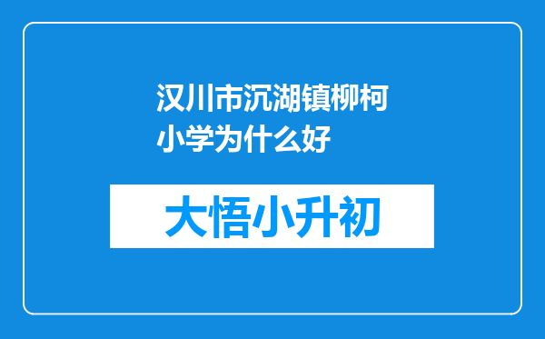汉川市沉湖镇柳柯小学为什么好