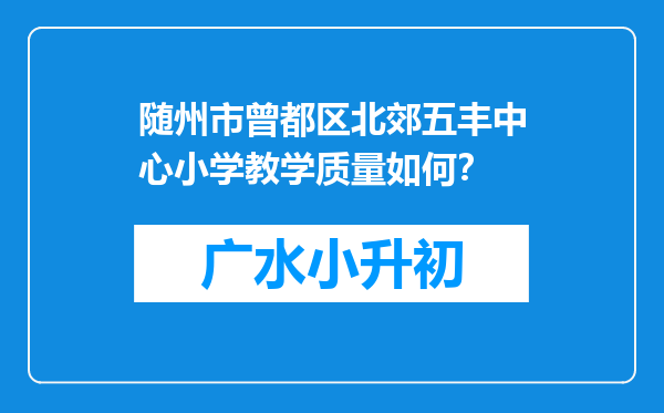 随州市曾都区北郊五丰中心小学教学质量如何？