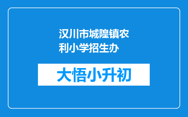 汉川市城隍镇农利小学招生办