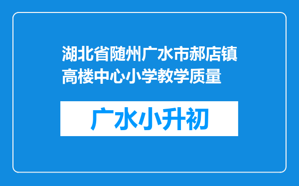 湖北省随州广水市郝店镇高楼中心小学教学质量