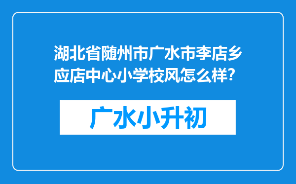 湖北省随州市广水市李店乡应店中心小学校风怎么样？